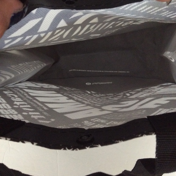 LULULEMON NAMASTE BLACK AND WHITE SHOPPING TOTE - Picture 3 of 5